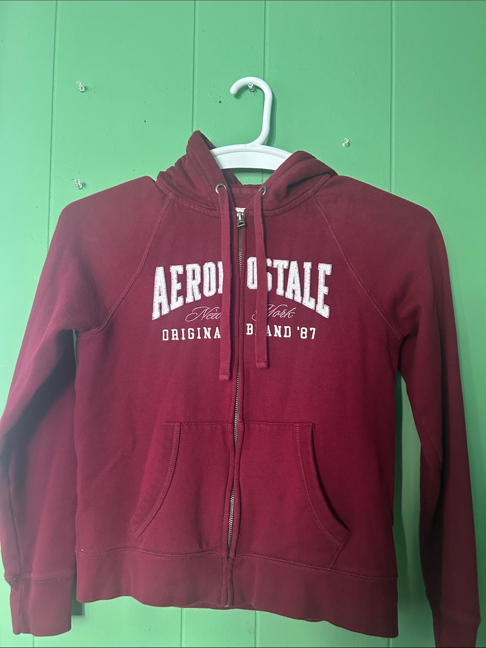 Aeropostale Maroon Full-Zip Hoodie with Logo